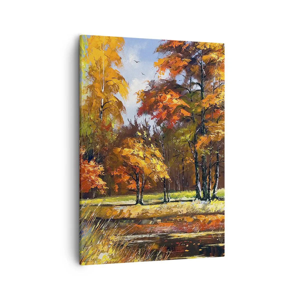 Lærredstryk - Billede på lærred - Landskab i guld og bronze - 50x70 cm