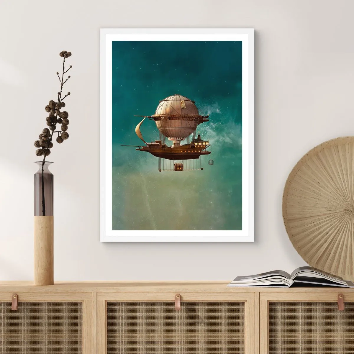 Plakat i hvid ramme - Jules Verne hilser - 70x100 cm
