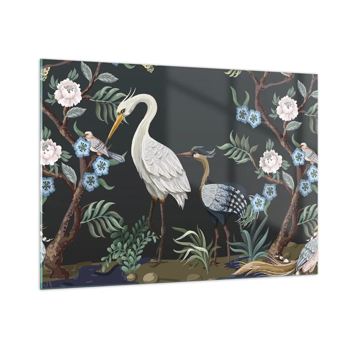 Billede på glas - Fugleparade - 100x70 cm