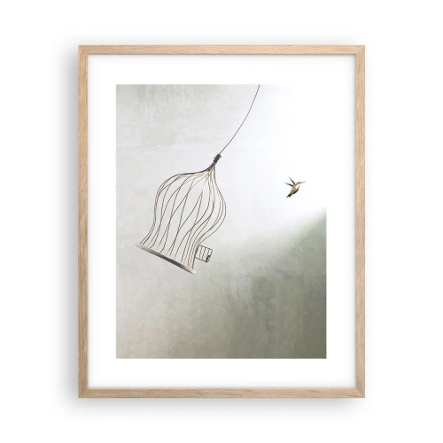 Plakat i ramme af lyst egetræ - I sit elementet - 40x50 cm
