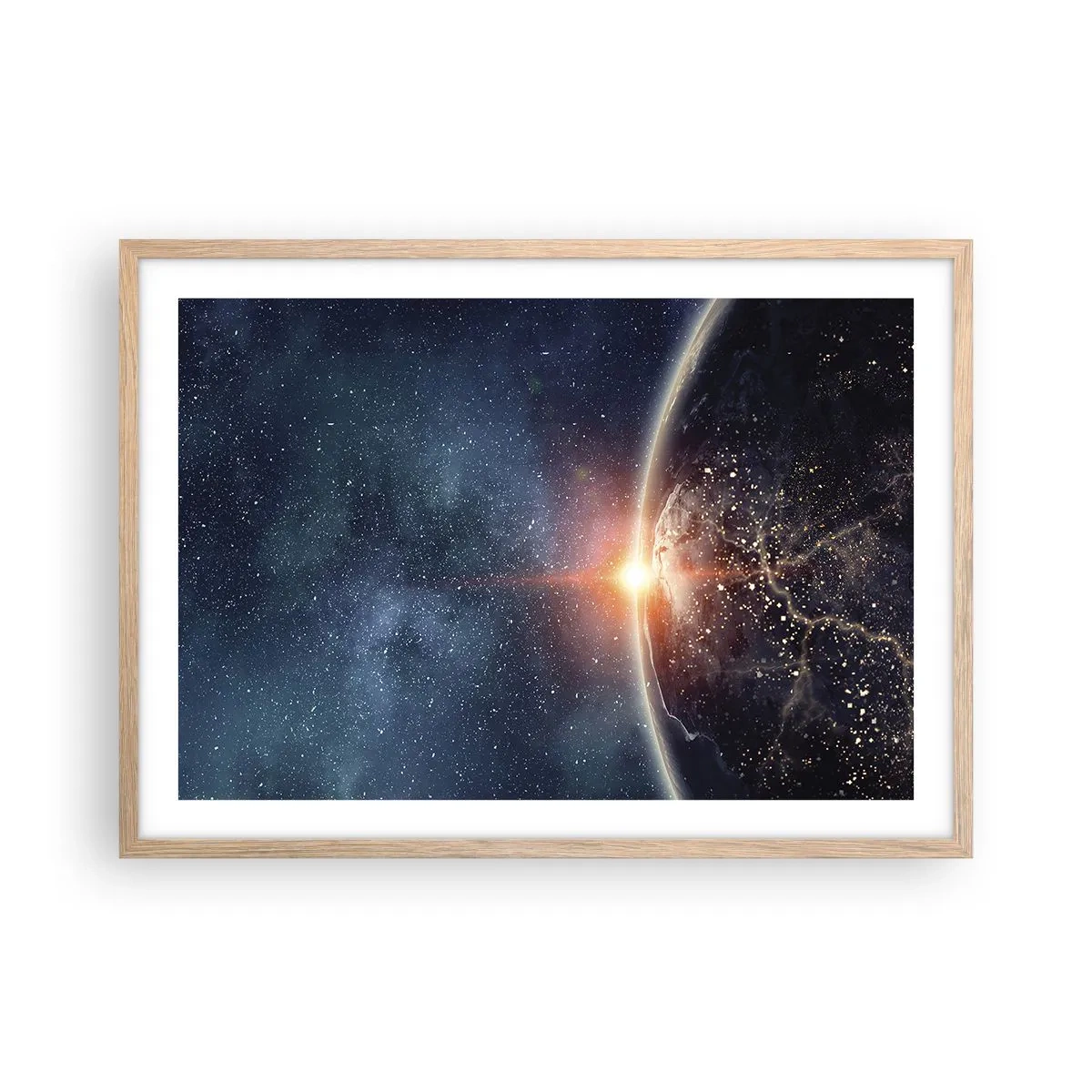 Plakat i ramme af lyst egetræ - I det nye perspektiv - 70x50 cm