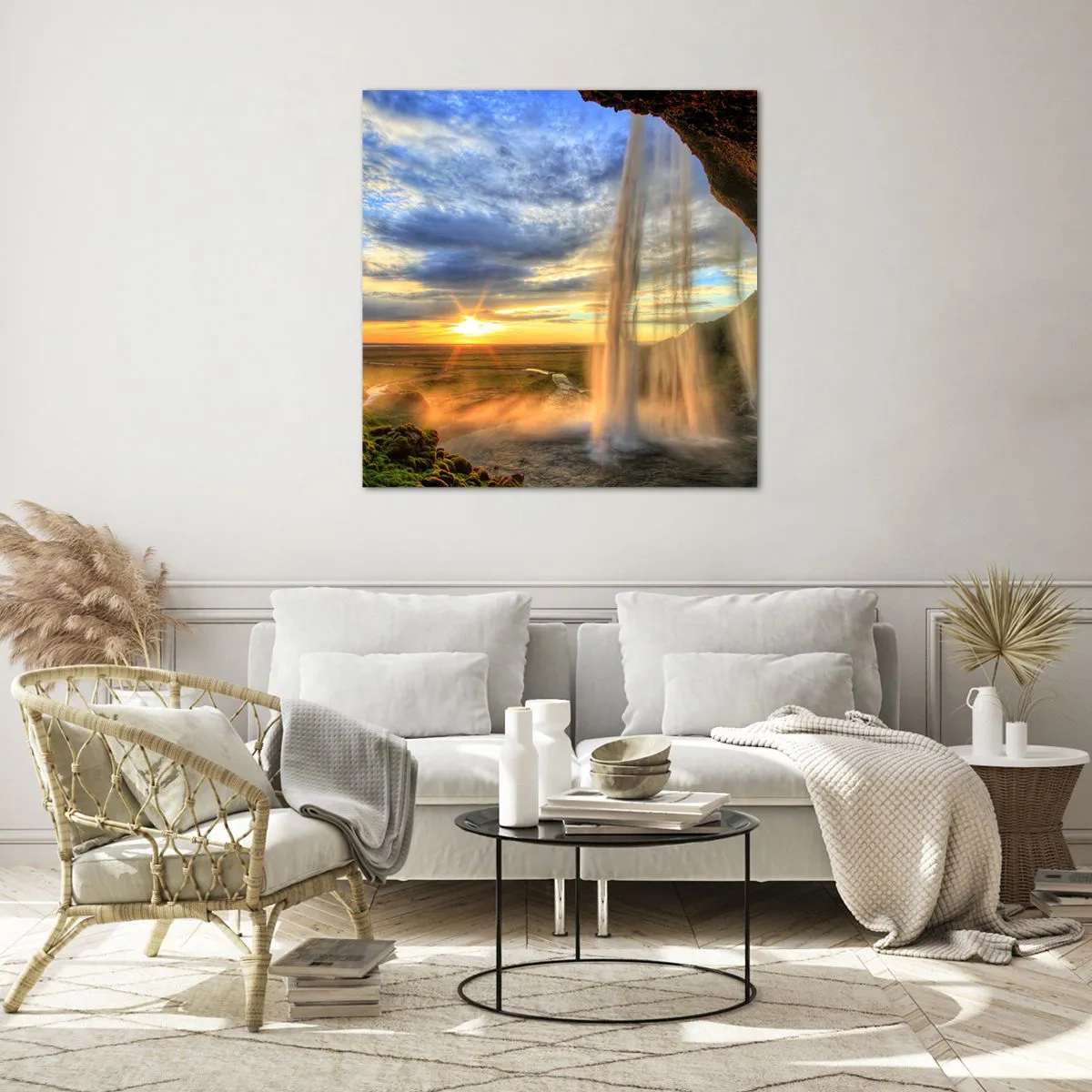 Billede på glas - Verden bag sløret af dråber - 50x50 cm