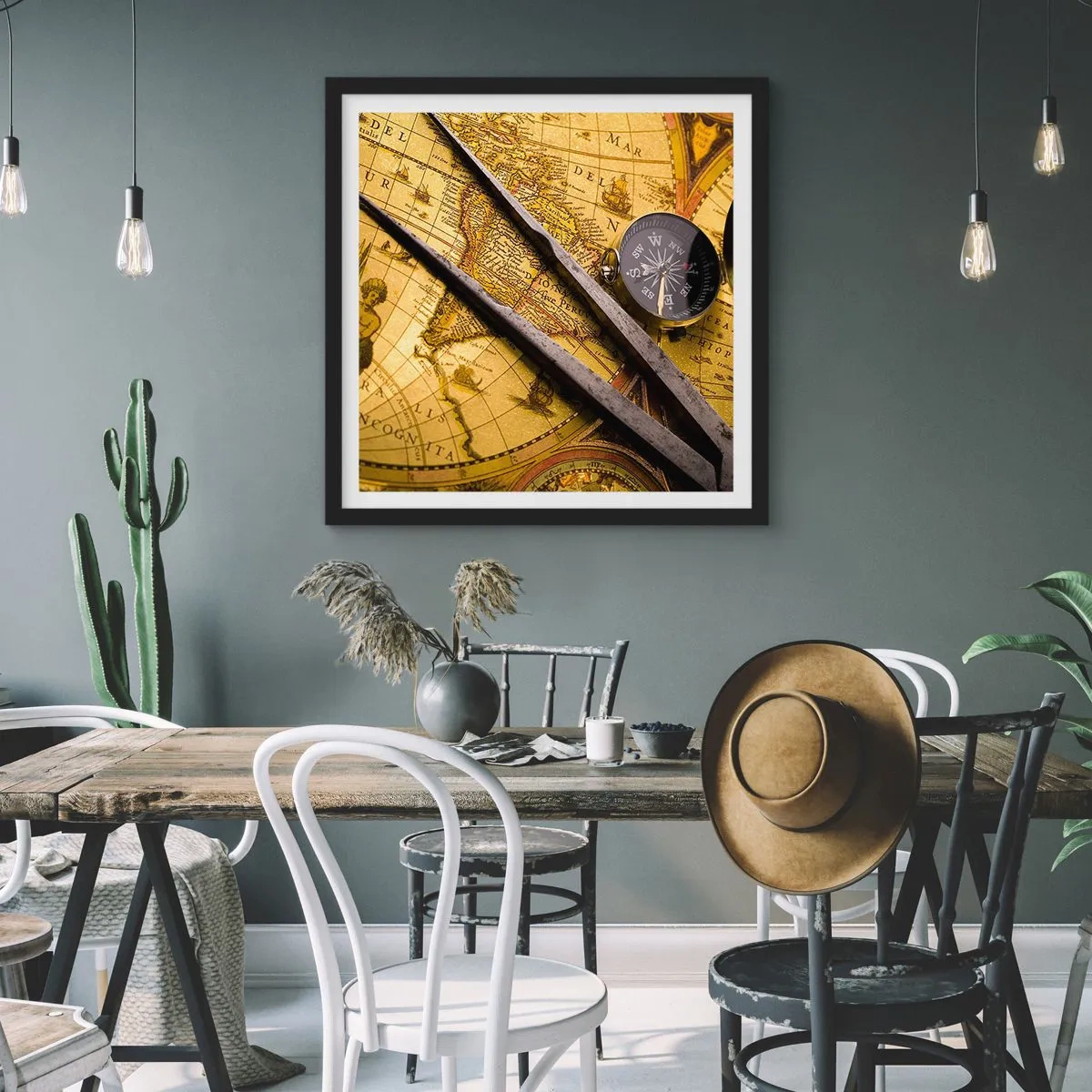 Plakat i sort ramme - Hvor er skattene? - 50x50 cm