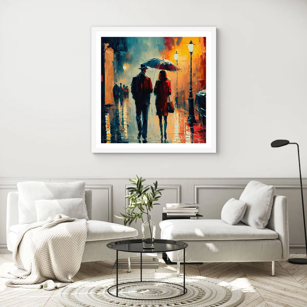 Plakat i hvid ramme - Urban kærlighedshistorie - 30x30 cm
