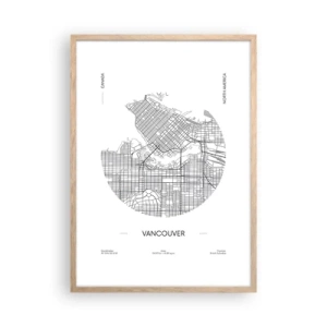 Plakat i ramme af lyst egetræ - Anatomi af Vacouver - 50x70 cm