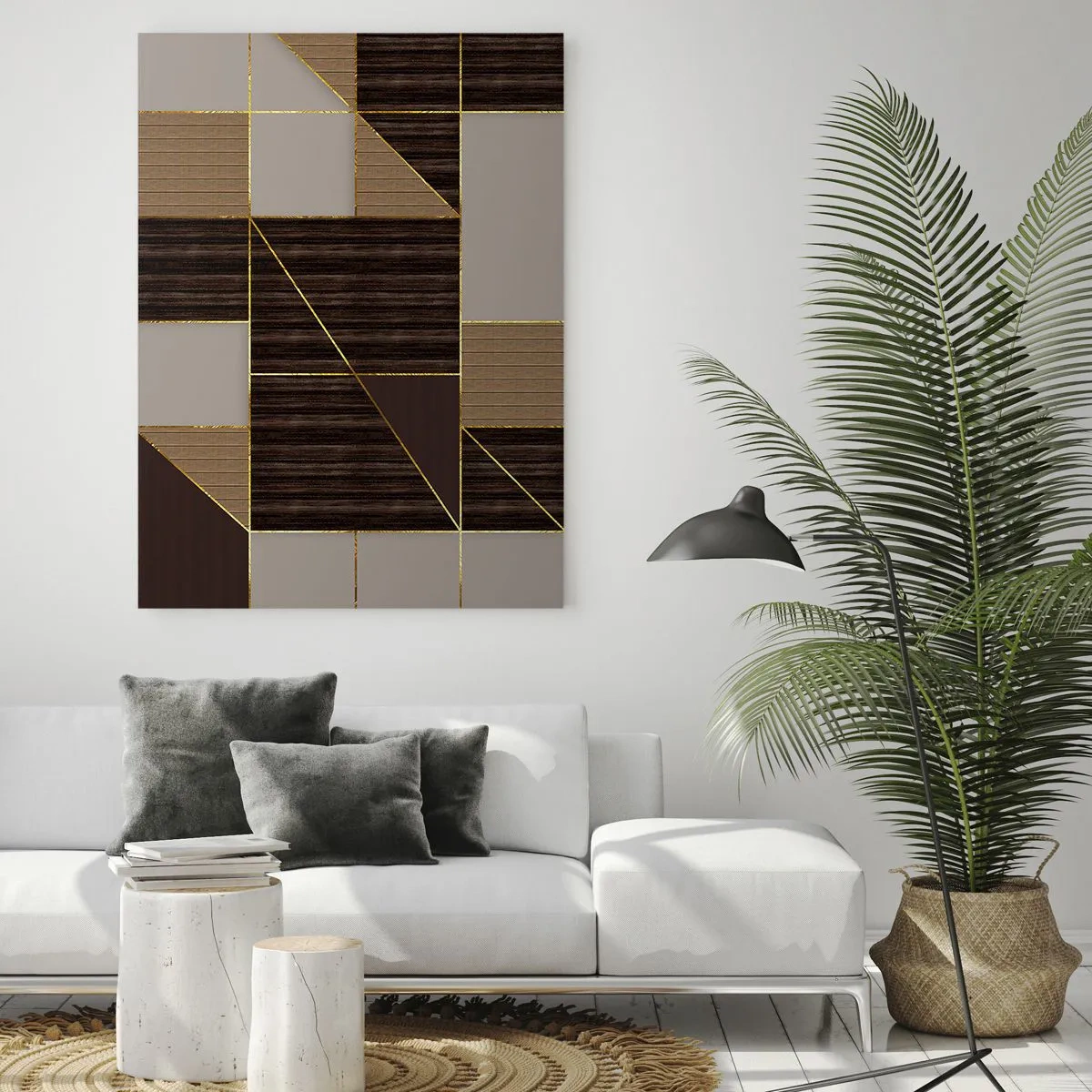 Billede på glas - En mosaik af brune og gyldne farver - 70x100 cm