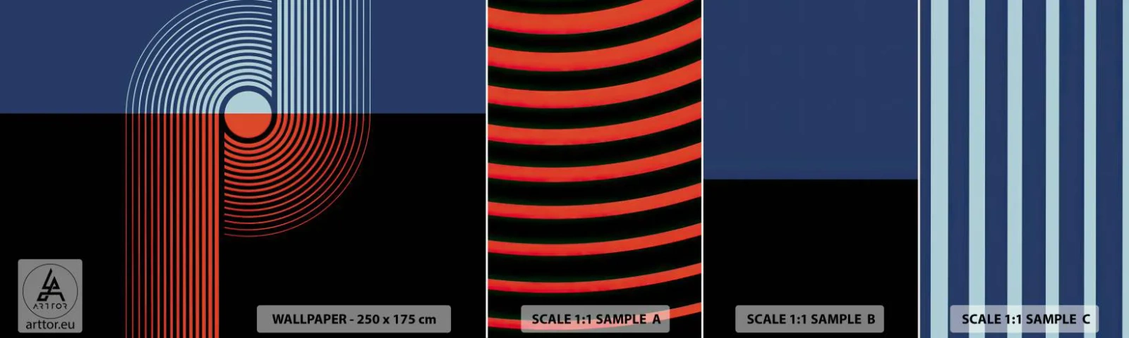 Fototapet Prøve Standard Eco - I en geometrisk omfavnelse - Abstraktion, Grafik, Lineart - 100x30 cm