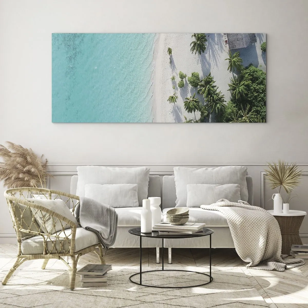 Billede på glas - Ferie i paradis - 100x40 cm