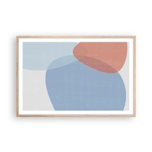 Plakat i ramme af lyst egetræ - Pastelfarvede relationer - 91x61 cm