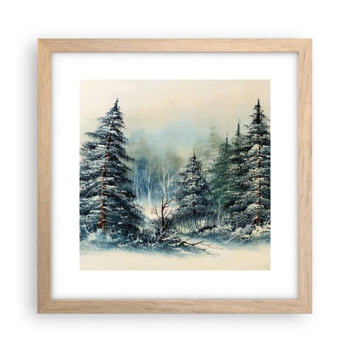 Plakat i ramme af lyst egetræ - Klar til jul - 30x30 cm