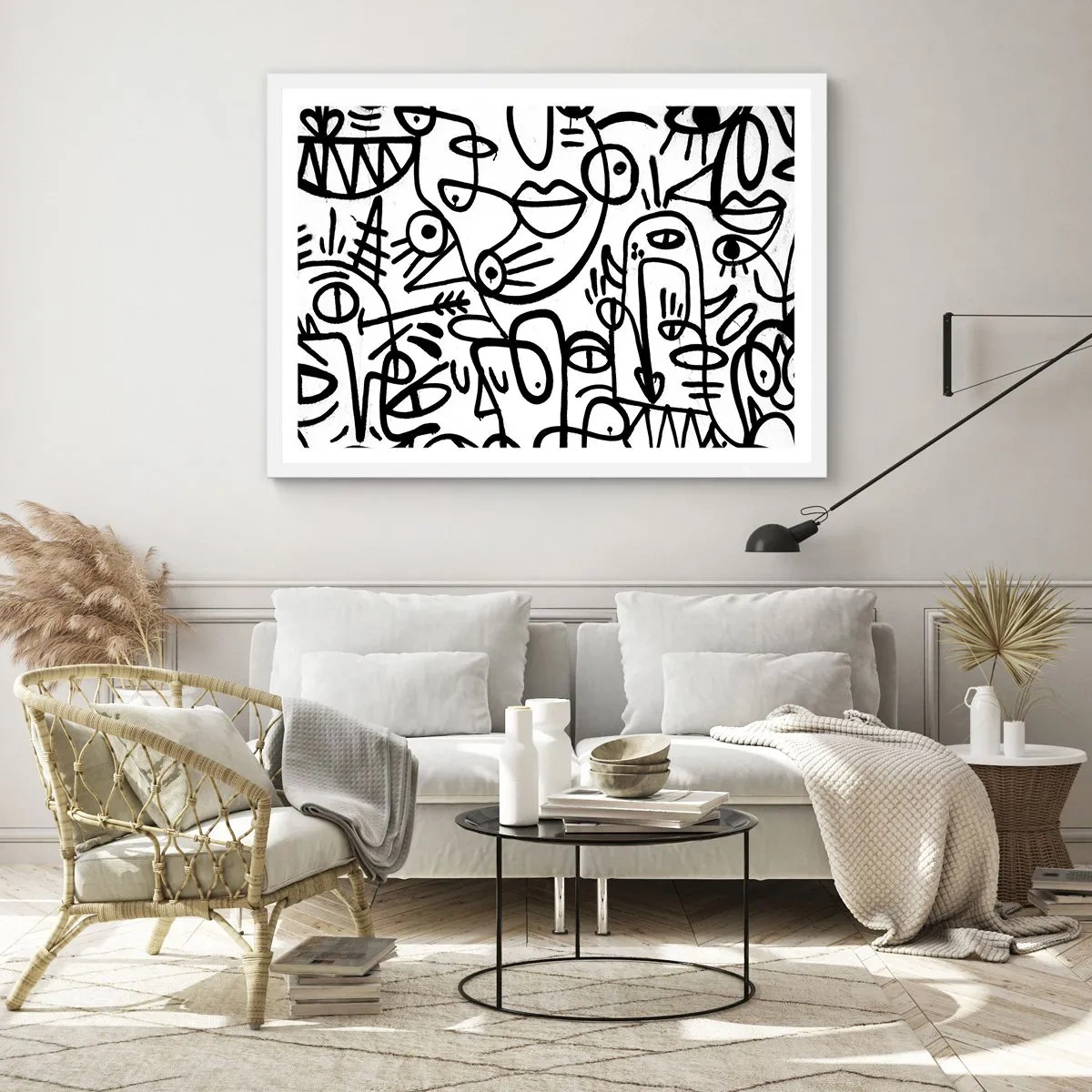 Plakat i hvid ramme - Ansigter og luftspejlinger - 50x40 cm
