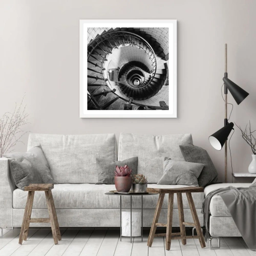 Plakat i hvid ramme - Højt og højere - 50x50 cm