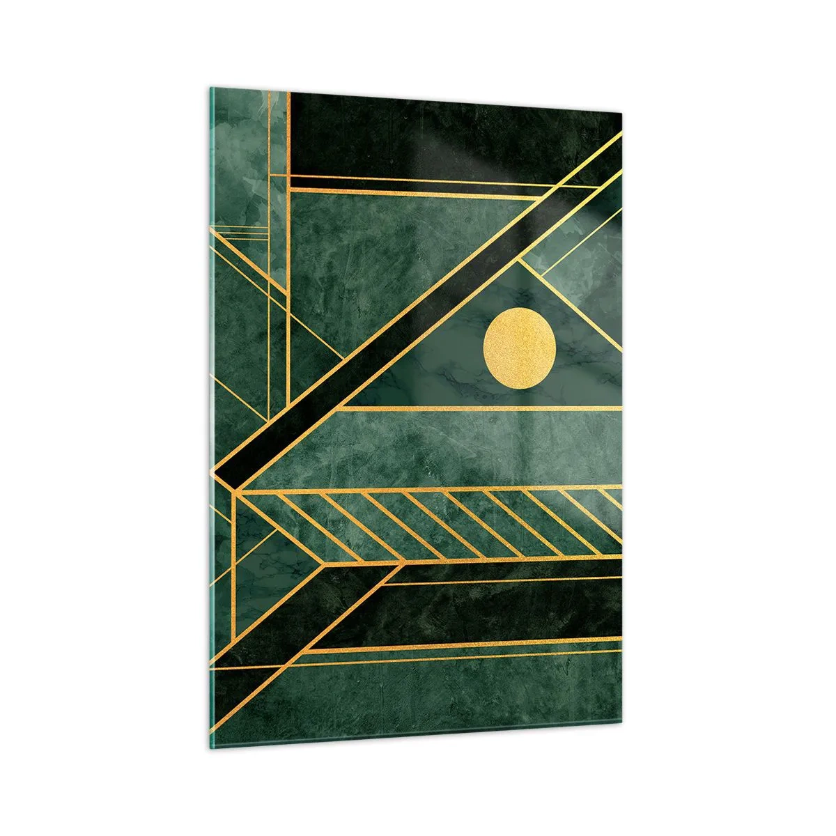 Billede på glas - Dynamikken i guld og azurblå - 50x70 cm
