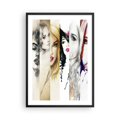 Plakat i sort ramme - Portrætter af kvinder i forskellige kunstneriske stilarter - 50x70cm - Og det er altid DIG - Moderne vægdekoration til stue og soveværelse ARTTOR