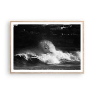 Plakat i ramme af lyst egetræ - Udfordring accepteret! - 100x70 cm