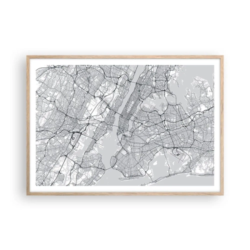 Plakat i ramme af lyst egetræ - Anatomi af en storby - 100x70 cm