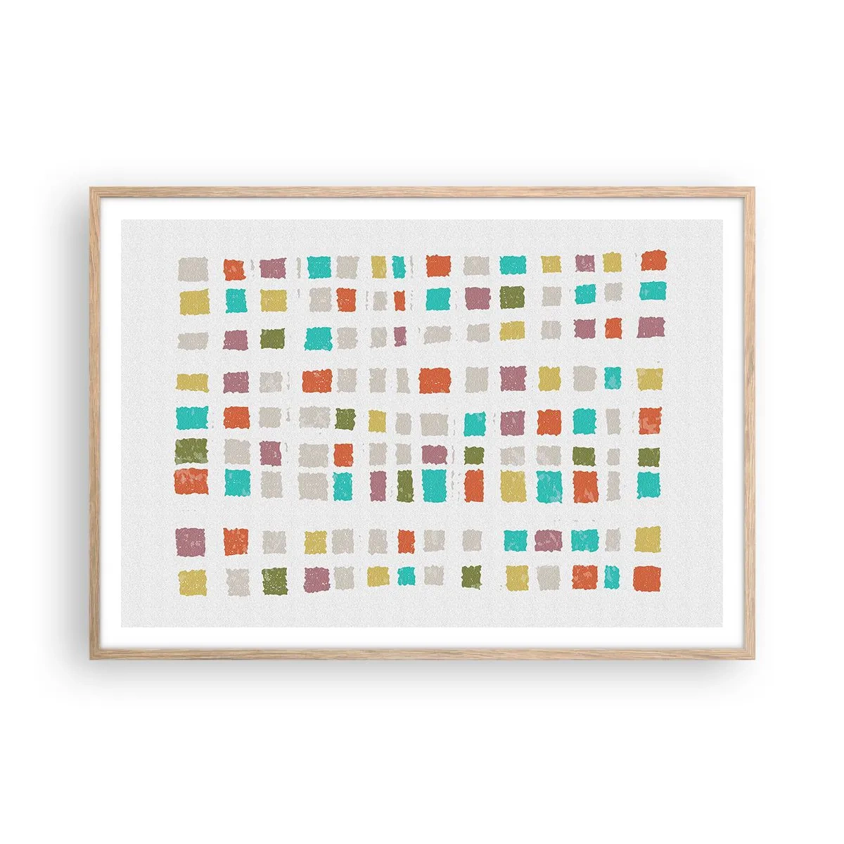 Plakat i ramme af lyst egetræ - Ukendt leg - 100x70 cm
