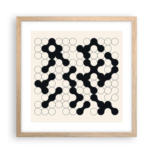 Plakat i ramme af lyst egetræ - Kinesisk spil - variation - 40x40 cm