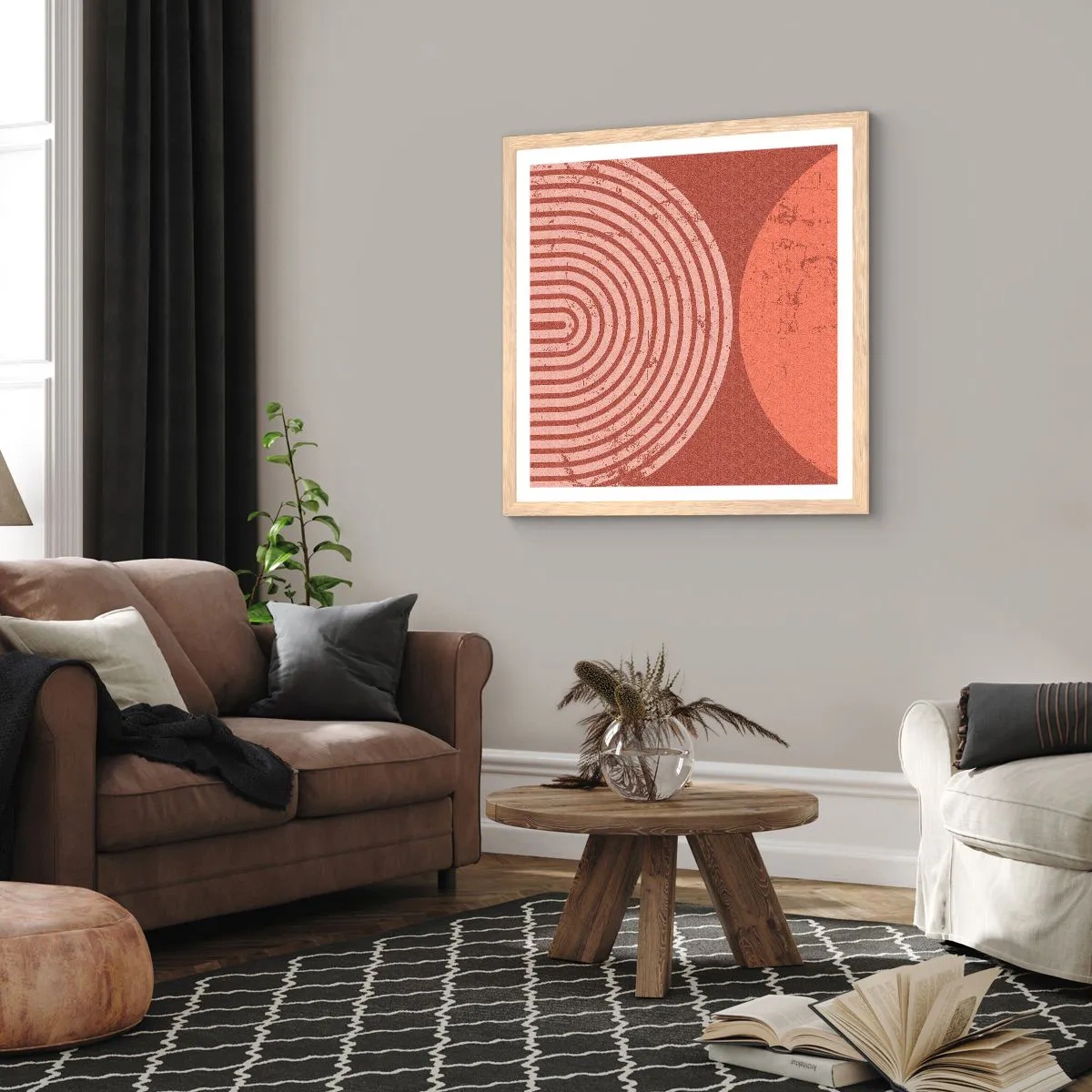 Plakat i ramme af lyst egetræ - Tæt forhold - 40x40 cm