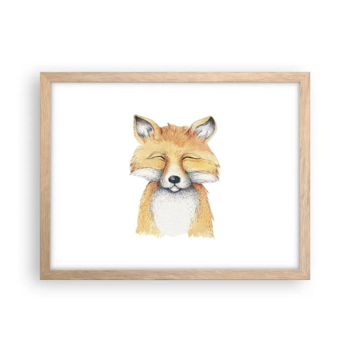 Plakat i ramme af lyst egetræ - Rævehumor - 40x30 cm