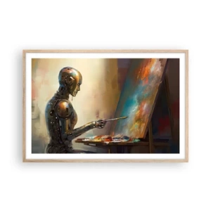 Plakat i ramme af lyst egetræ - Fremtidens kunst - 91x61 cm