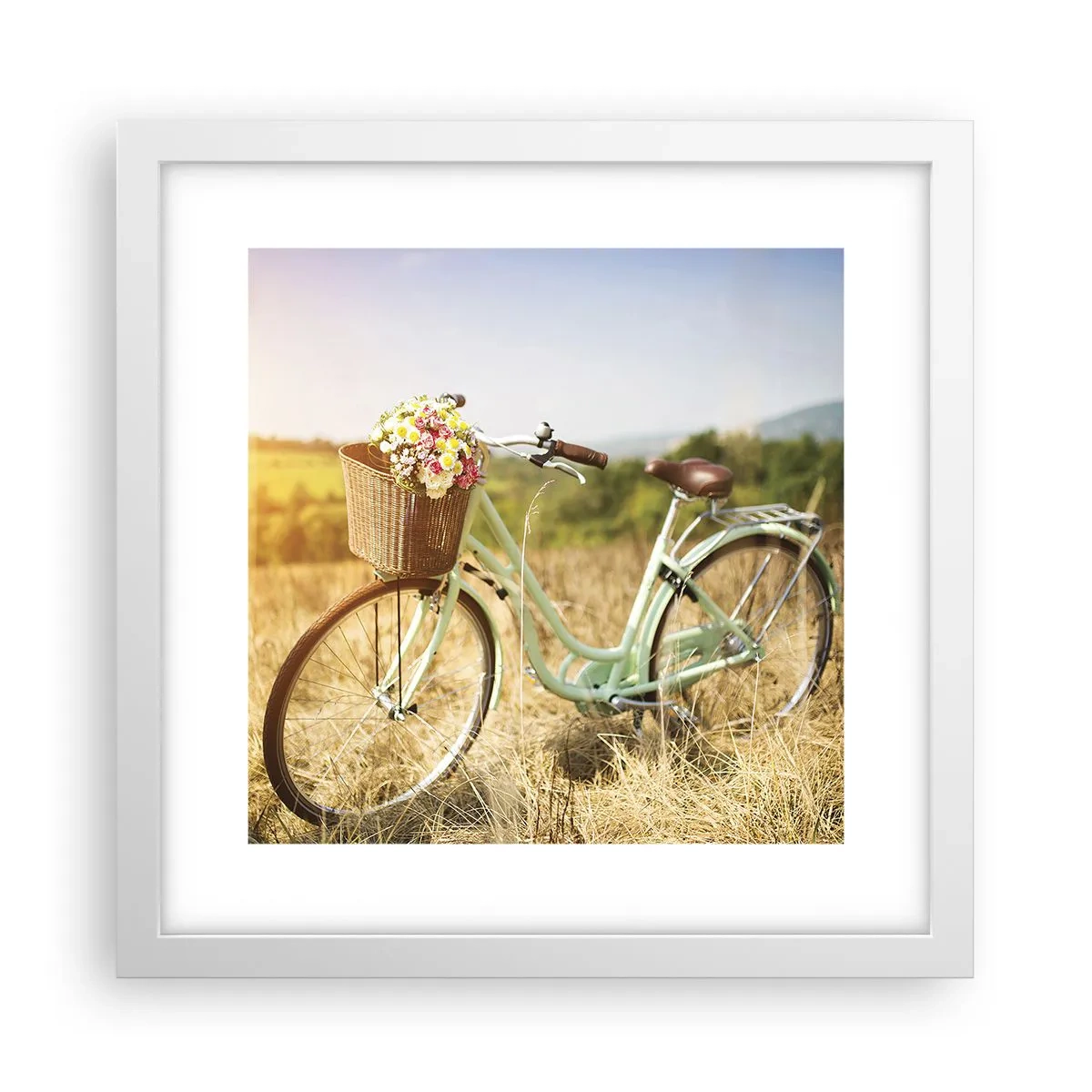 Plakat i hvid ramme - Jeg bliver her et stykke tid - 30x30 cm