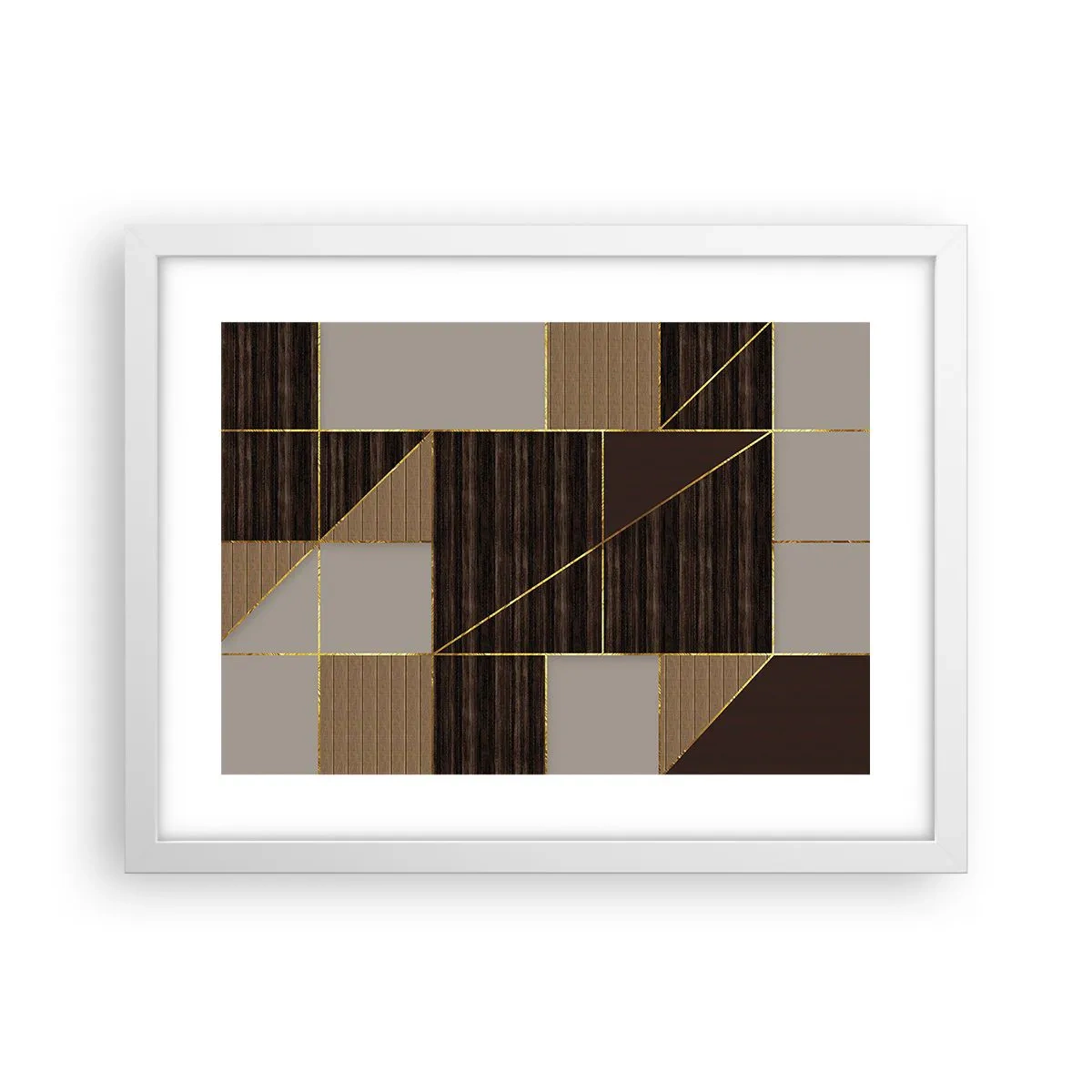 Plakat i hvid ramme - En mosaik af brune og gyldne farver - 40x30 cm