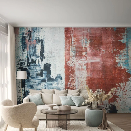 Fototapet Premium Canvas - Abstrakt halvt og halvt - Abstraktion, Stykke, Maleri - 200x140 cm