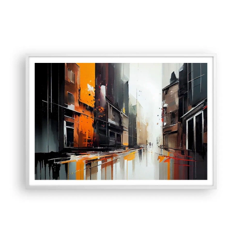 Plakat i hvid ramme - Regnfuld dag - 100x70 cm