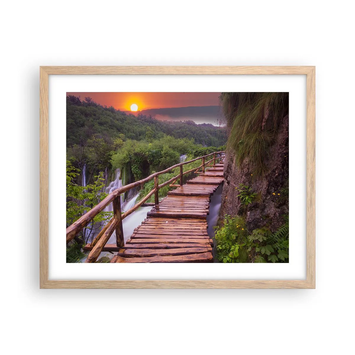 Plakat i ramme af lyst egetræ - En utrolig skønhed - 50x40 cm