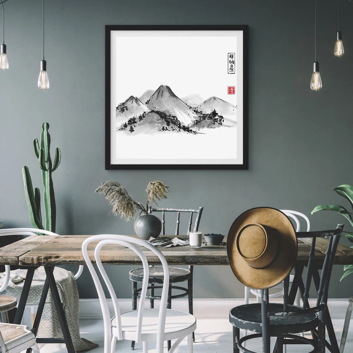 Plakat i sort ramme - Langt væk - 30x30 cm