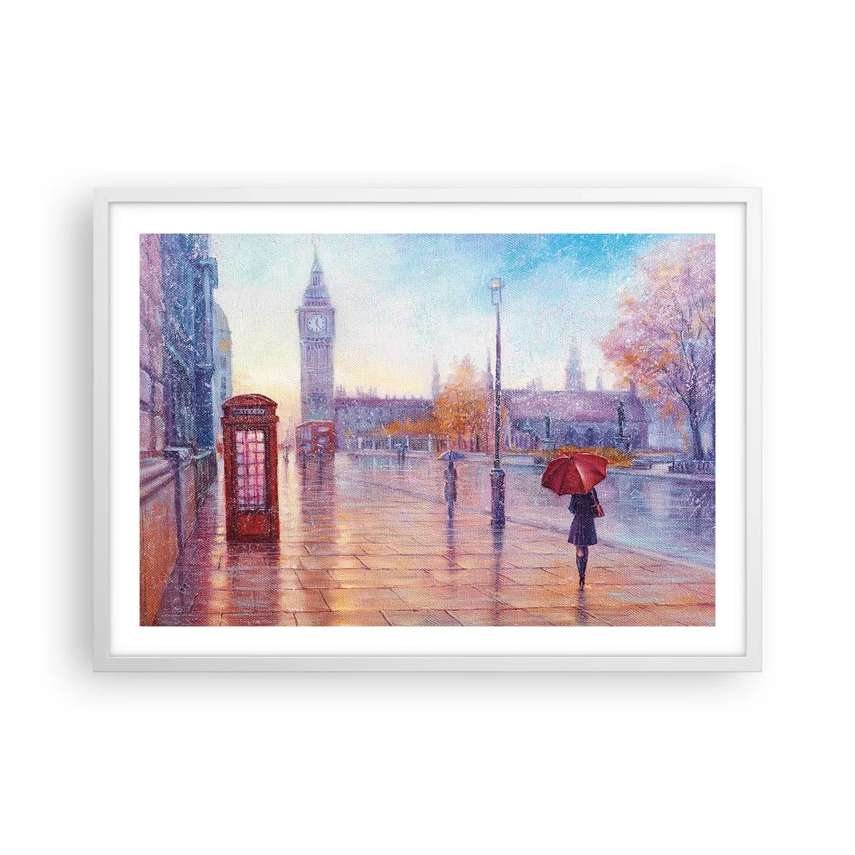 Plakat i hvid ramme - En efterårsdag i London - 70x50 cm