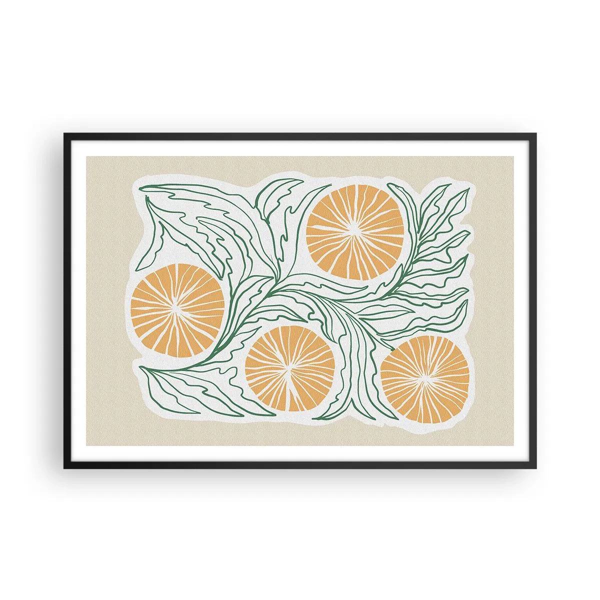 Plakat i sort ramme - Etnisk med et strejf af abstraktion - 100x70 cm