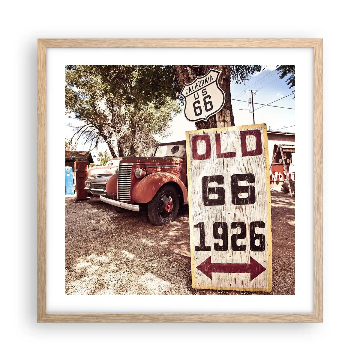 Plakat i ramme af lyst egetræ - En legende om det amerikanske landskab - 50x50 cm