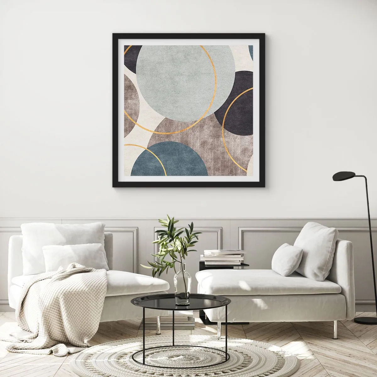 Plakat i sort ramme - Hjul efter hjul - 50x50 cm