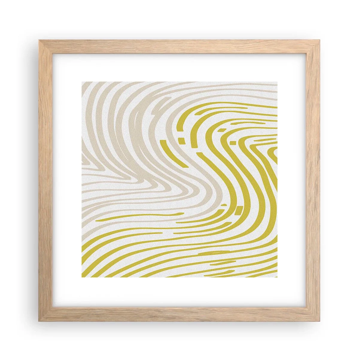Plakat i ramme af lyst egetræ - Komposition med et blidt sving - 30x30 cm