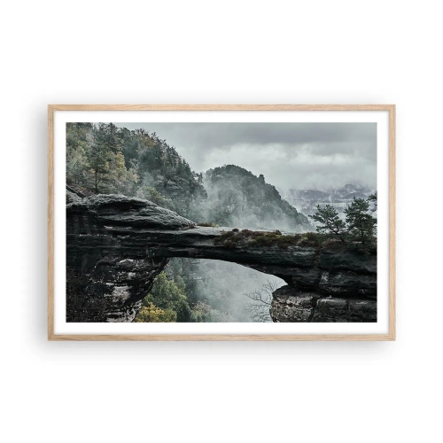 Plakat i ramme af lyst egetræ - Eventyret er ved at begynde - 91x61 cm