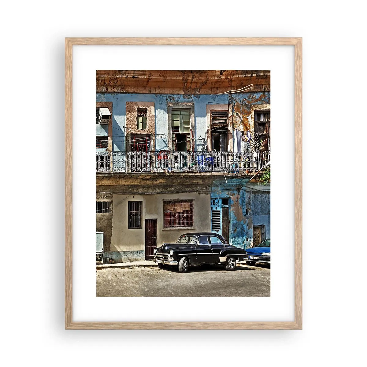 Plakat i ramme af lyst egetræ - Havana stemning - 40x50 cm