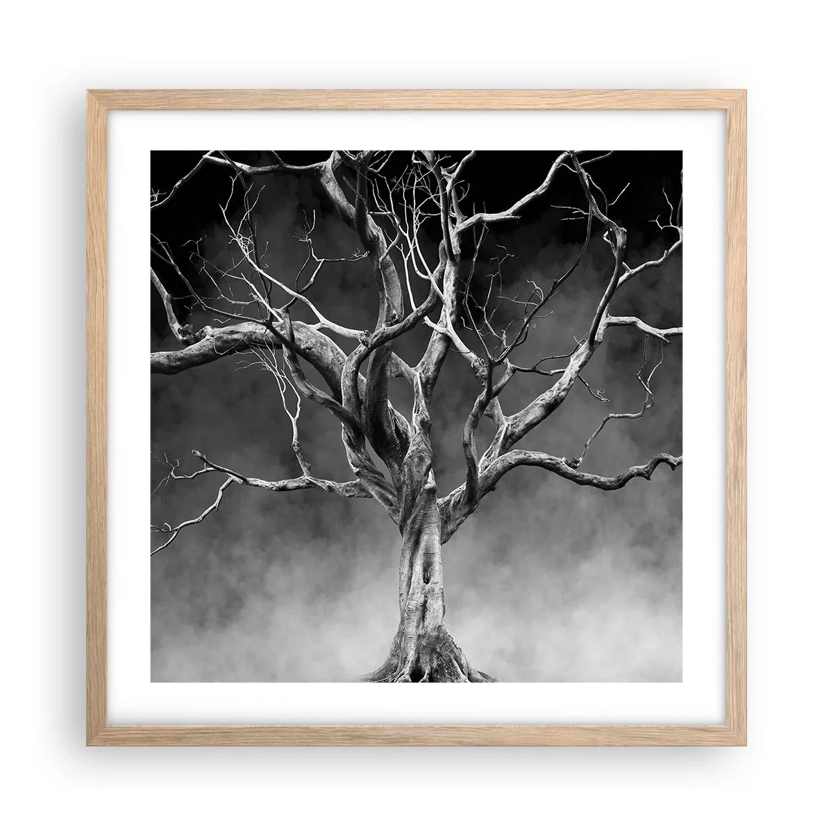 Plakat i ramme af lyst egetræ - Primær og hellig - 50x50 cm