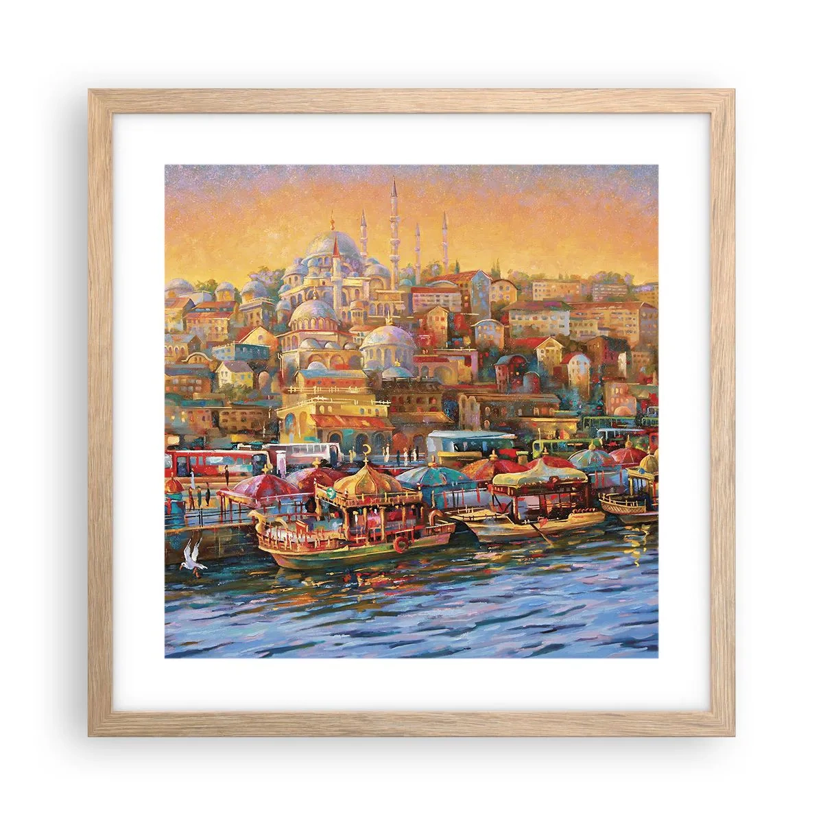 Plakat i ramme af lyst egetræ - En historie fra Istanbul - 40x40 cm