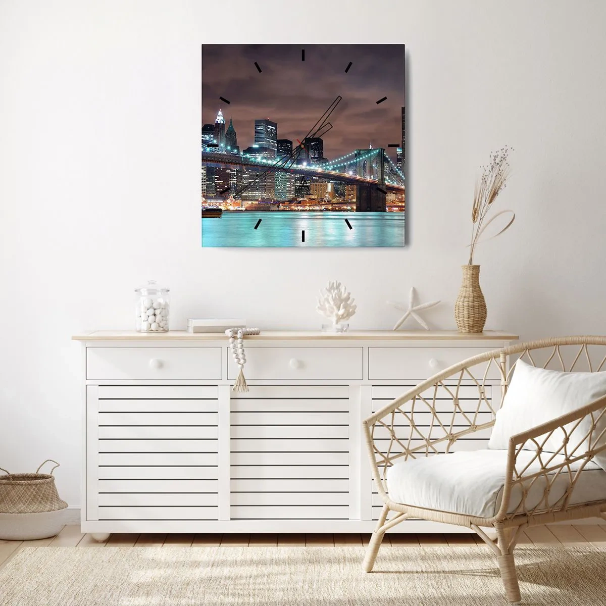 Vægur, Uret - Lys i den store by - 40x40 cm