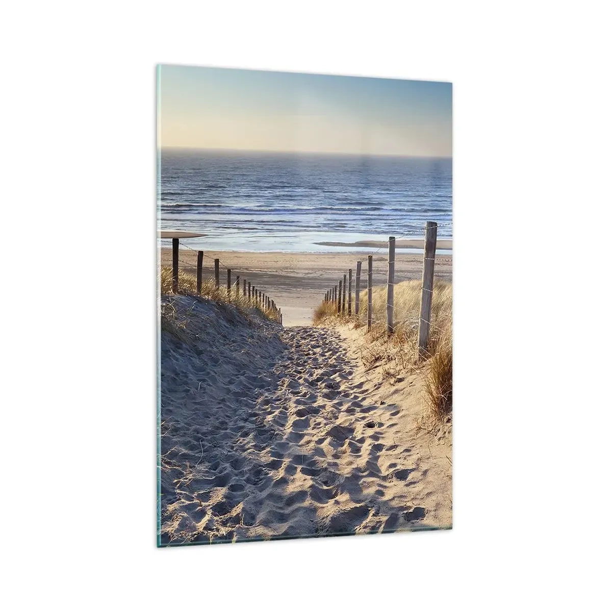 Billede på glas - Havet brummer, fuglene synger, en vild strand midt i græsset.... - 80x120 cm