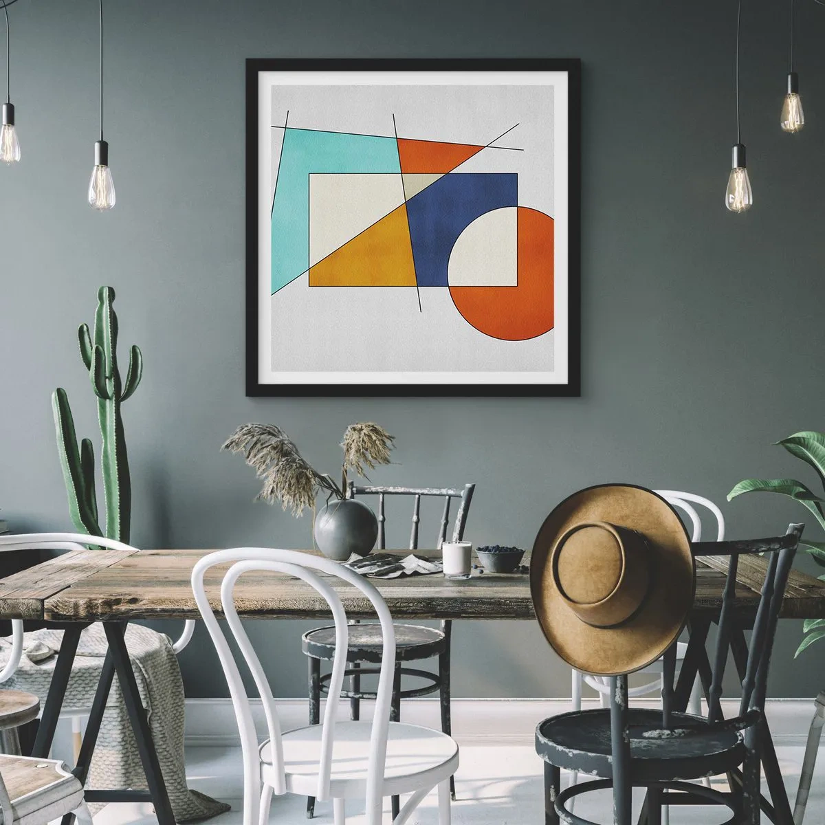 Plakat i sort ramme - Abstraktion: modernistisk leg - 50x50 cm