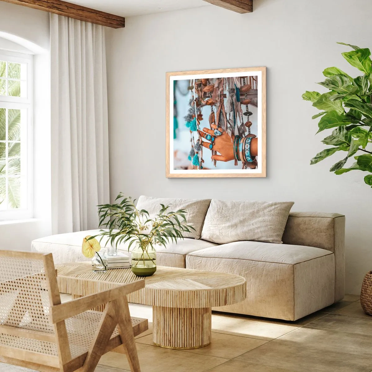 Plakat i ramme af lyst egetræ - Lokale skatte - 60x60 cm