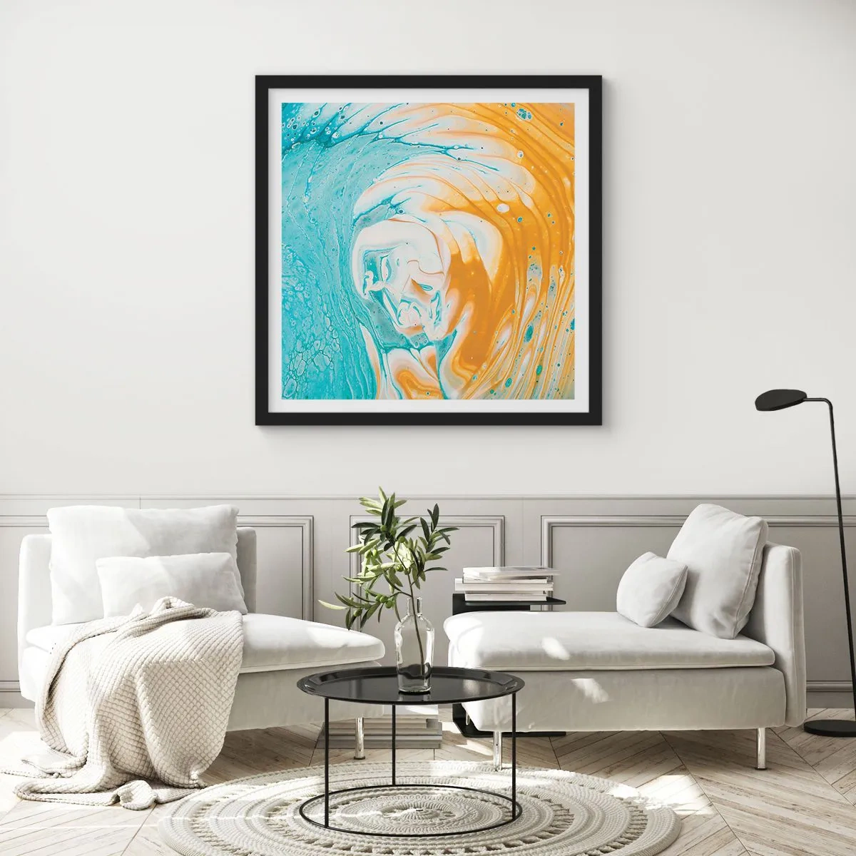 Plakat i sort ramme - Pastel hvirvel - 60x60 cm
