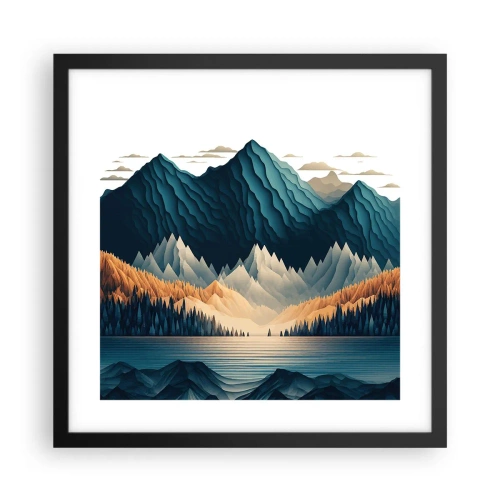 Plakat i sort ramme - Perfekt bjerglandskab - 40x40 cm