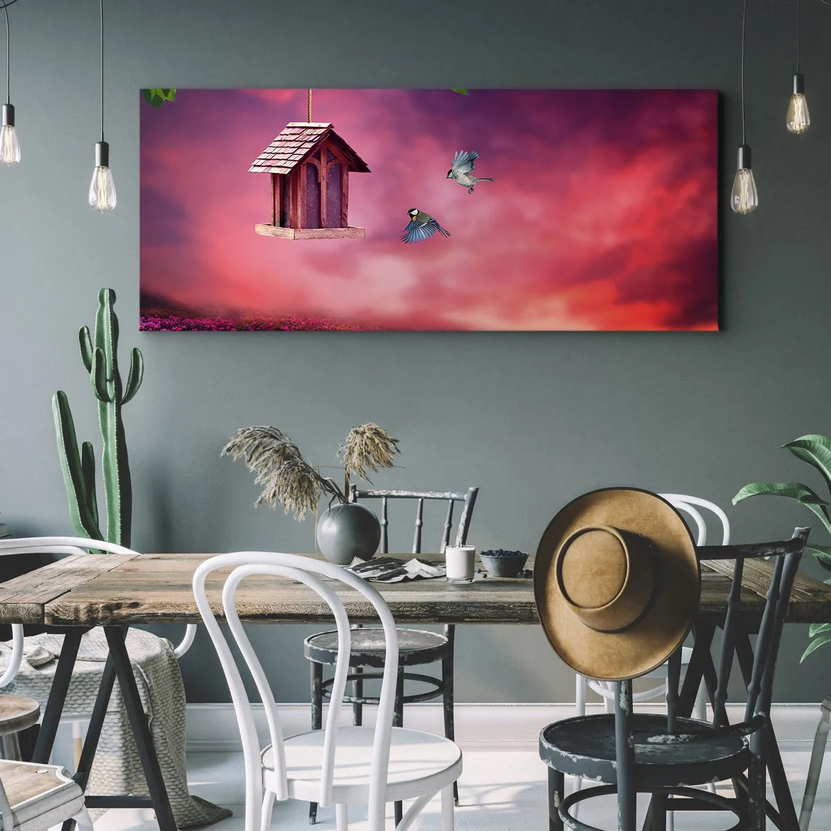 Lærredstryk - Billede på lærred - Invitation til middag - 100x40 cm