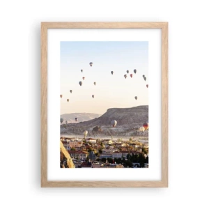 Plakat i ramme af lyst egetræ - Som skibe på himlen - 30x40 cm