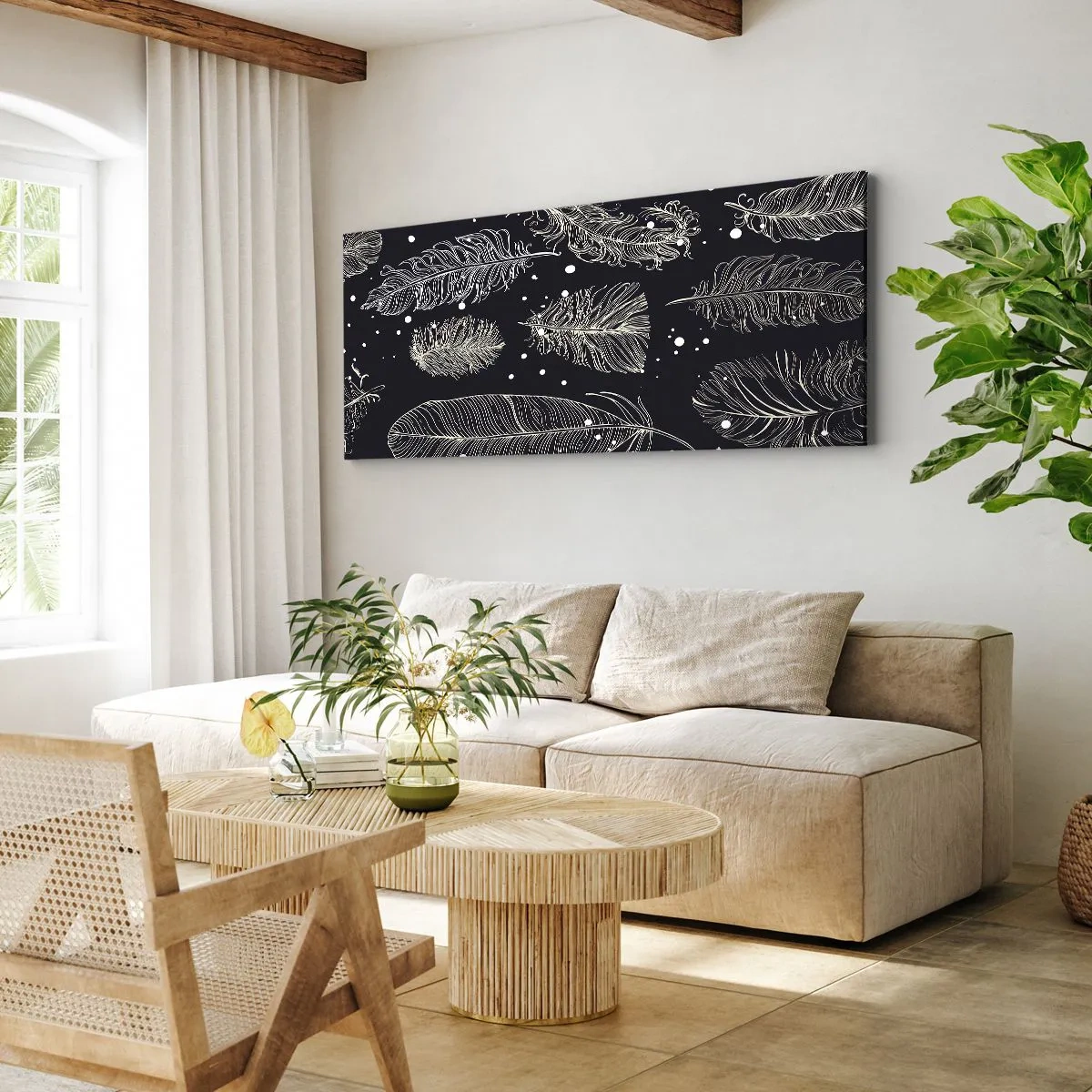 Lærredstryk - Billede på lærred - Fjerede blonder - 100x40 cm