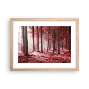 Plakat i ramme af lyst egetræ - Rød er lige så smuk - 40x30 cm